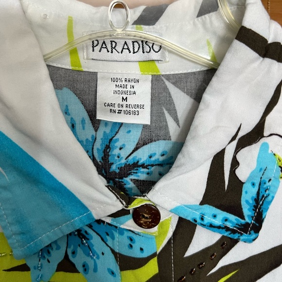 Paradiso Button-up long Sleeve Blouse Beading Detail Sz M - Picture 5 of 6